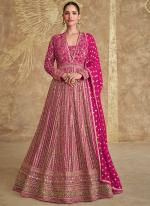 Georgette Pink Wedding Wear Embroidery Work Readymade Anarkali Suit